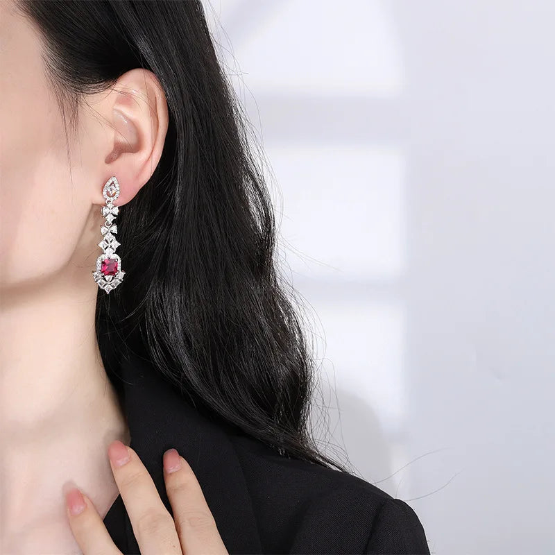 New Earrings Jewelry Accessories Colorful Gemstone Earrings High-end Luxury Studs Sapphire Drop Earrings Wholesale