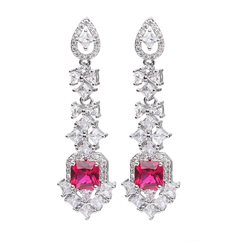 New Earrings Jewelry Accessories Colorful Gemstone Earrings High-end Luxury Studs Sapphire Drop Earrings Wholesale