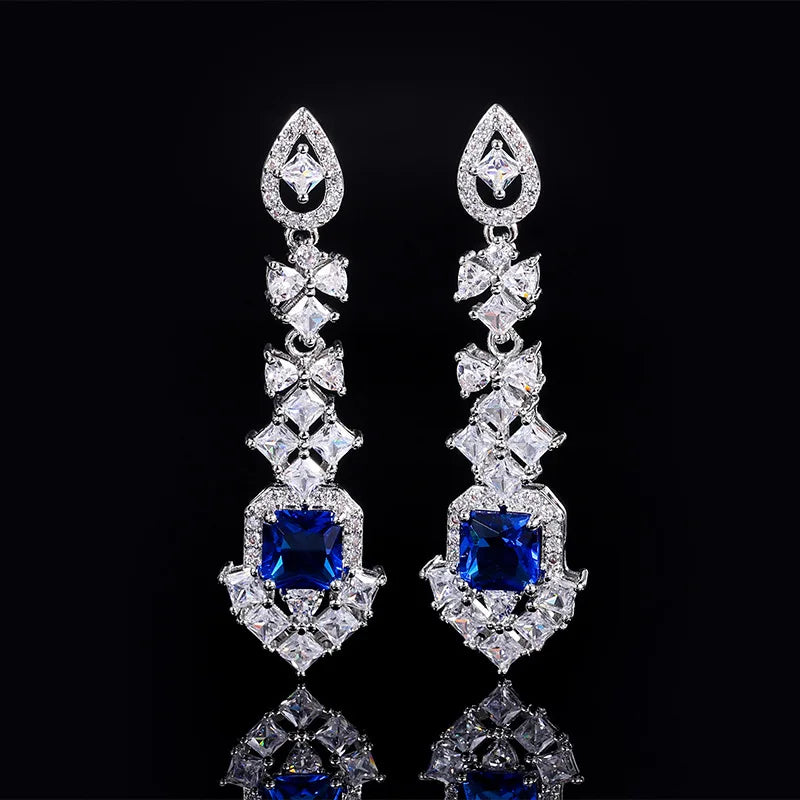 New Earrings Jewelry Accessories Colorful Gemstone Earrings High-end Luxury Studs Sapphire Drop Earrings Wholesale