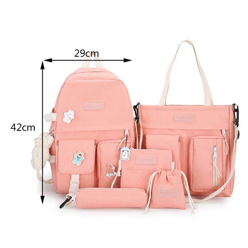 5pcs set Multiple Pockets School Backpack Japanese High School Bags