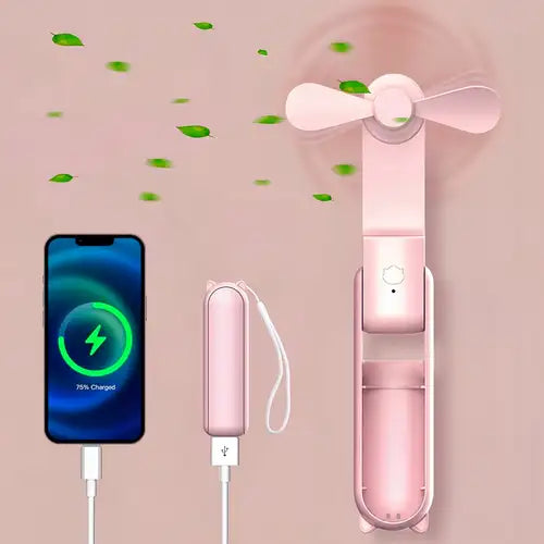Portable Handheld Fan, Foldable Small Fan, Mini Hand Held Fan with USB Rechargeable 2000mAh Battery, Eyelash Fan for Girls, Travel For Women