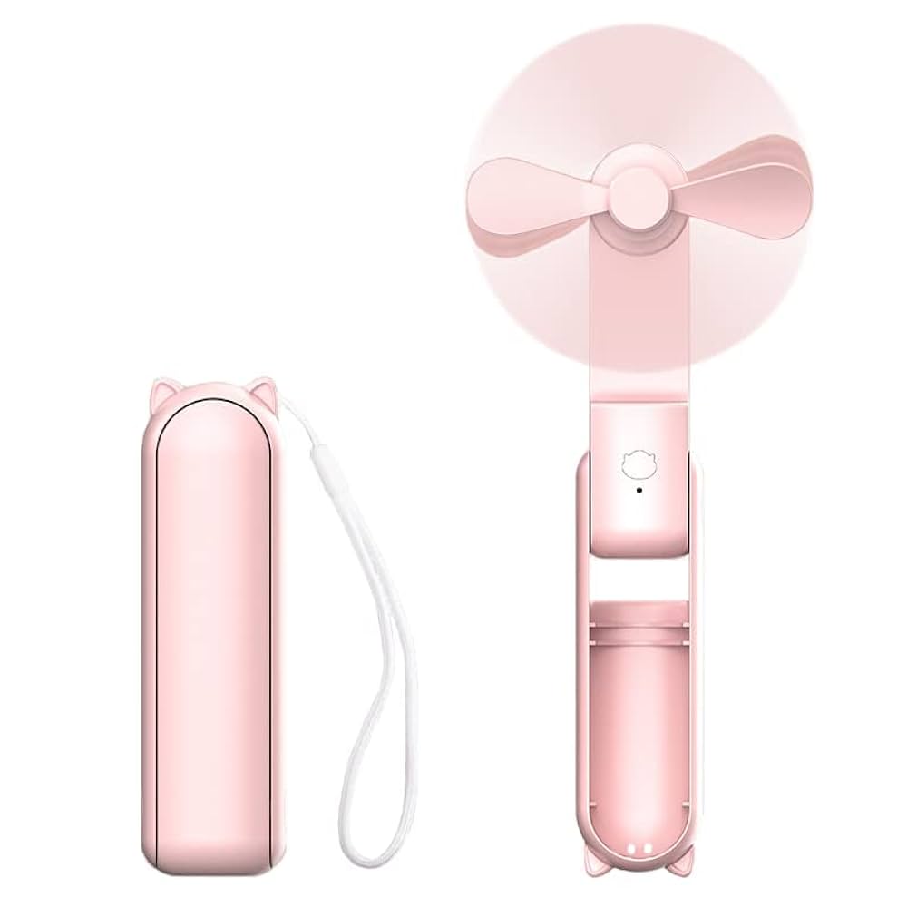 Portable Handheld Fan, Foldable Small Fan, Mini Hand Held Fan with USB Rechargeable 2000mAh Battery, Eyelash Fan for Girls, Travel For Women